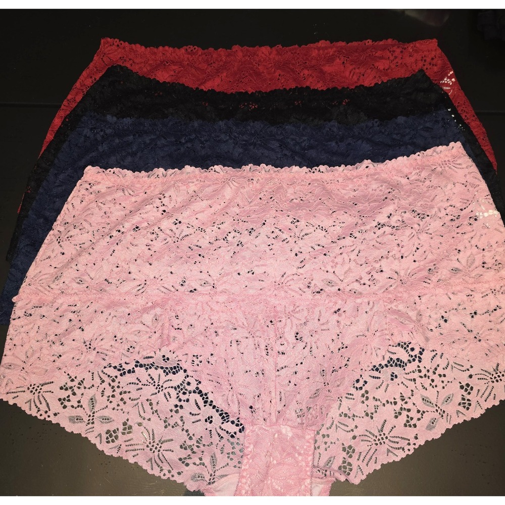 SHEIN Plus Size 4XL Floral Lace Hipster Panty Set 4 Pack Red Black Navy Pink